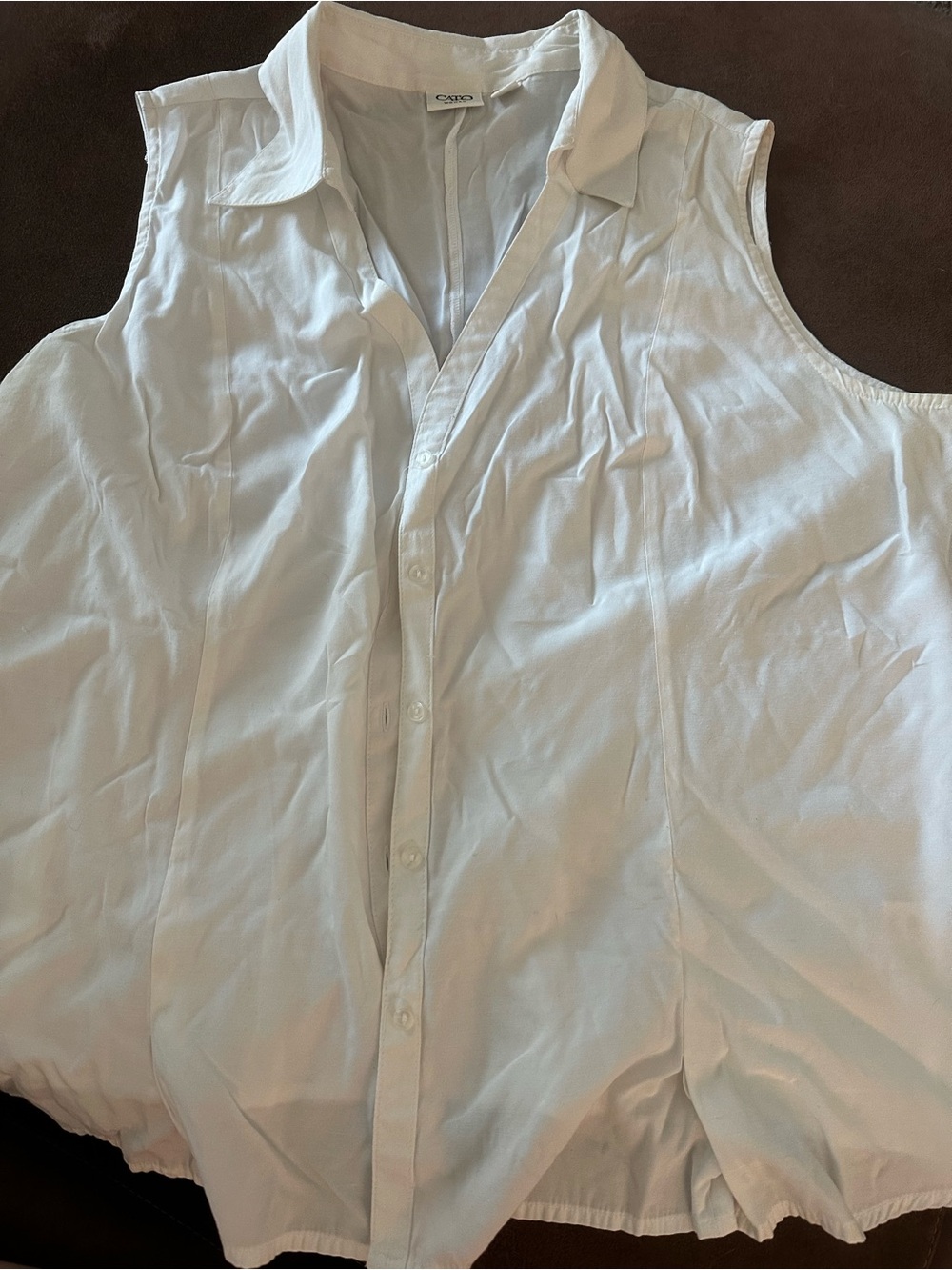 Cato White Sleeveless Button-Down Shirt